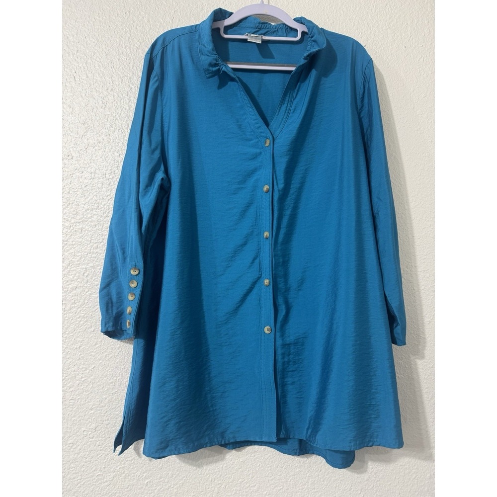 multiples womens top tunic Xl Art Dressy Green NWT Boho Flowy